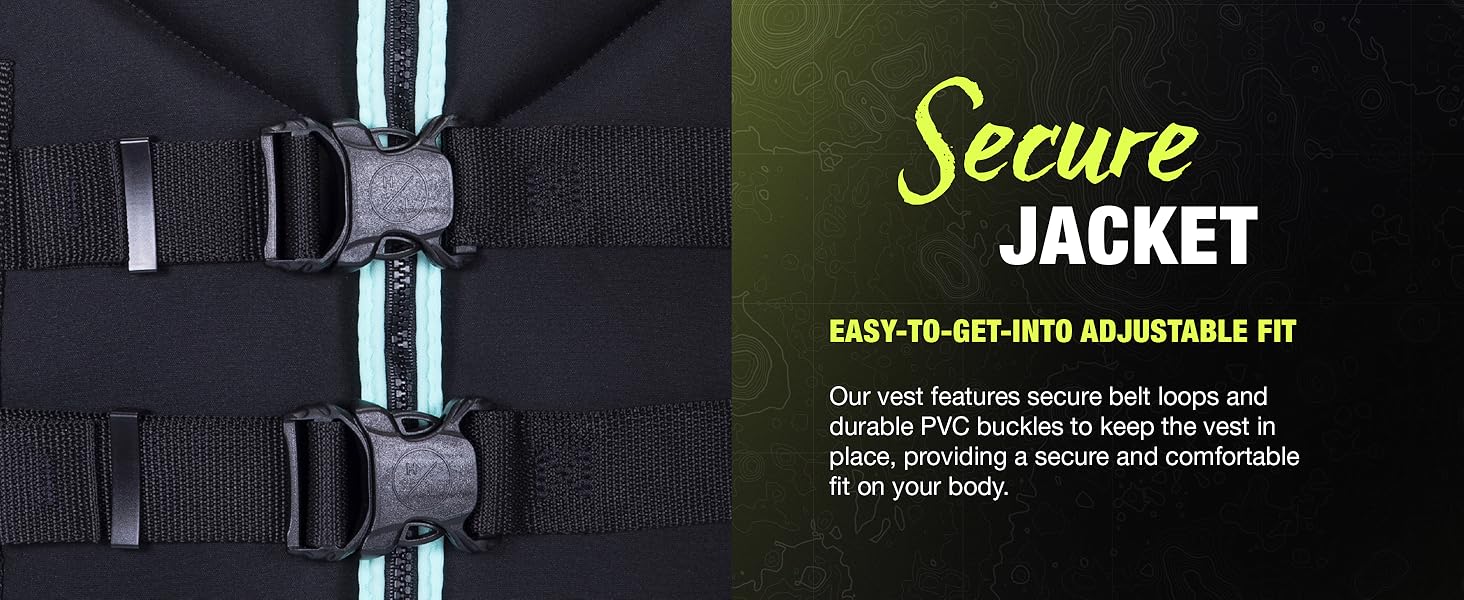 Our vest has secure belt loops & durable PVC buckles for a snug & comfy fit.